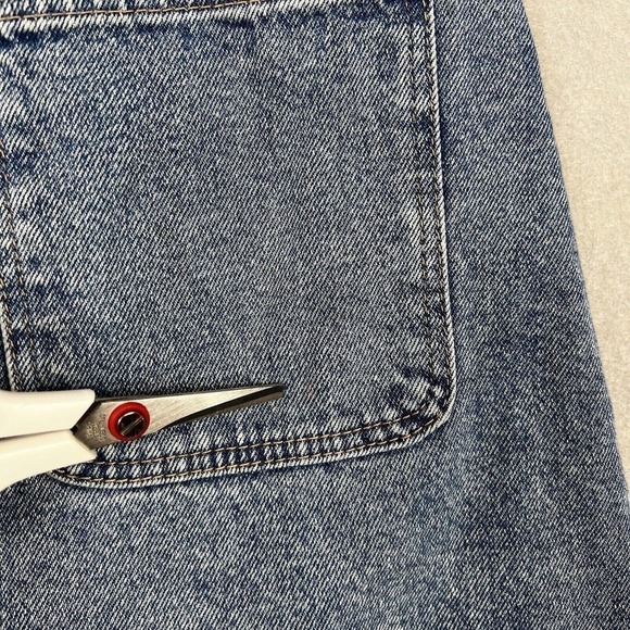 Zara Denim Skirt Size Small A-line Button Front Patch Pockets Y2K Raw Hem - Picture 9 of 9